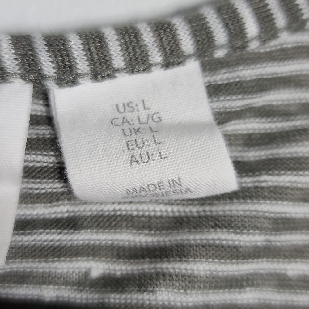 C & C CALIFORNIA Striped Gray and White 100% Linen Top Size Large - Picture 3 of 13